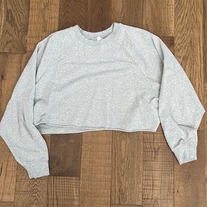 Alo Gray Sweater Crop Top L
